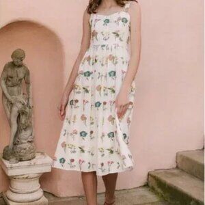 NWT Ivy City Co. Robyn Midi Floral Embroidered Cream Dress in Wildflower Size 4